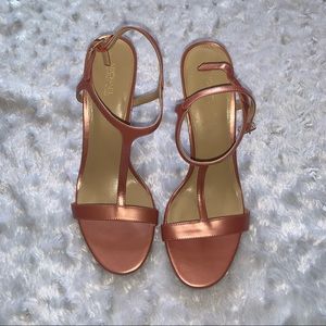 Brand new (never worn) Michael Kors Arden T Strap heels -pink